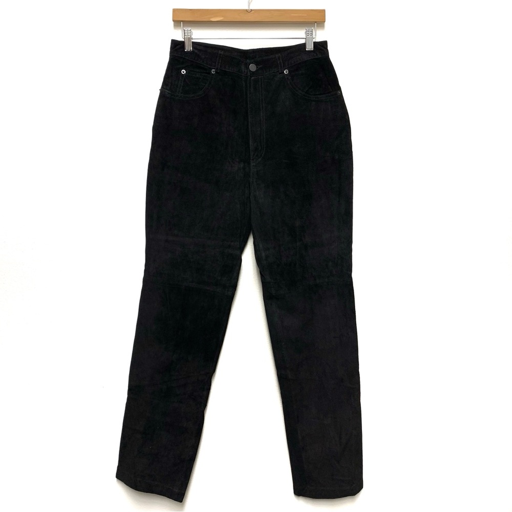 Vintage Michael Hoban North Beach Suede Leather Pants Size 11/12 High Rise Black